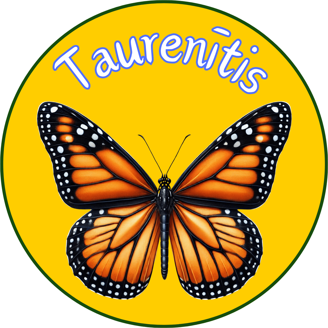 apaļš logo ar taurenīti